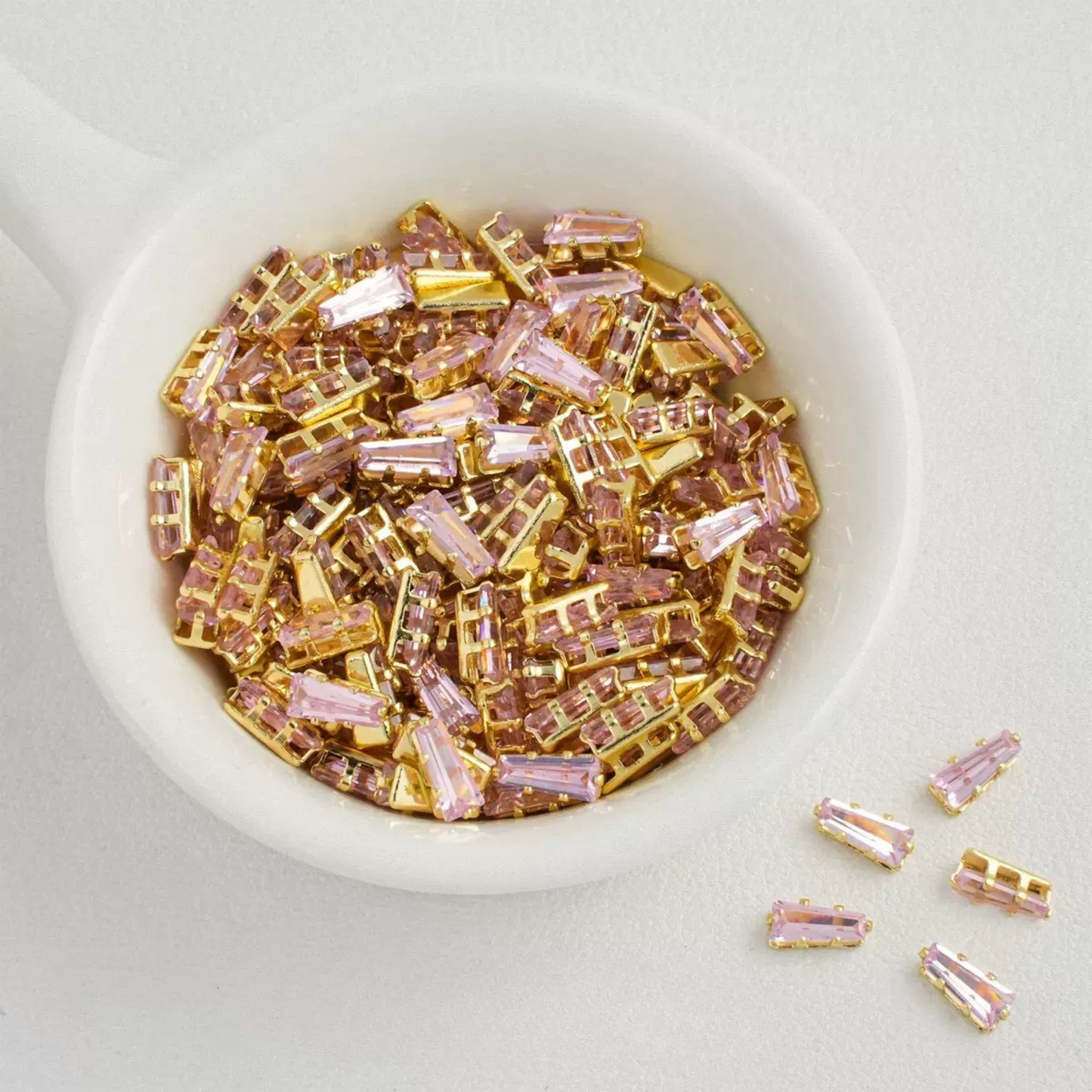 【A25】50pcs Trapezoid CZ Spacer Beads – 18K Gold Plated, Prong Set, DIY Jewelry Making, Multiple Colors