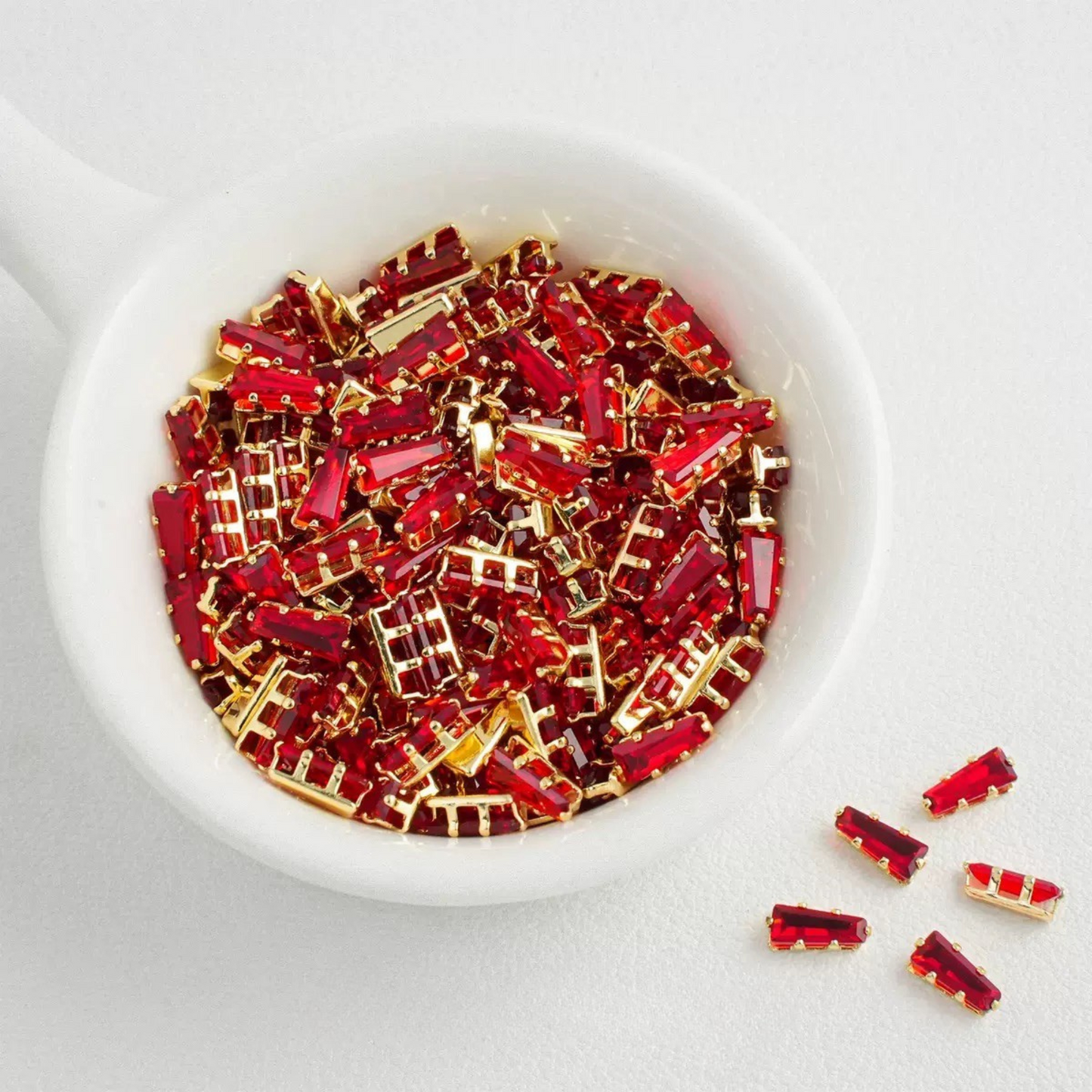 【A25】50pcs Trapezoid CZ Spacer Beads – 18K Gold Plated, Prong Set, DIY Jewelry Making, Multiple Colors