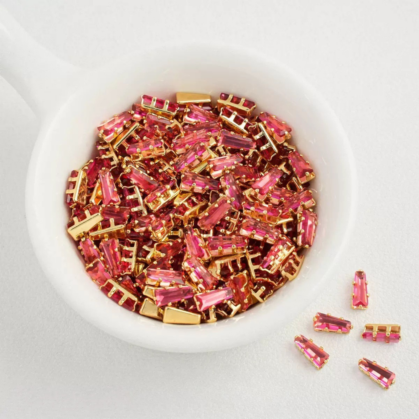 【A25】50pcs Trapezoid CZ Spacer Beads – 18K Gold Plated, Prong Set, DIY Jewelry Making, Multiple Colors