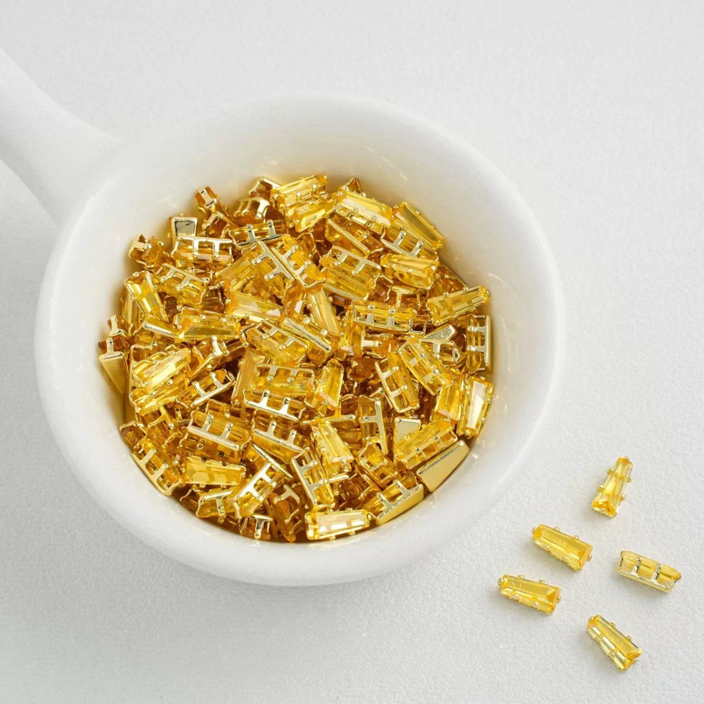 【A25】50pcs Trapezoid CZ Spacer Beads – 18K Gold Plated, Prong Set, DIY Jewelry Making, Multiple Colors