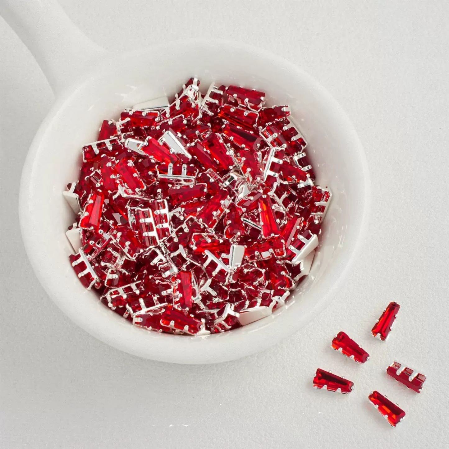 【A26】50pcs Silver-Plated Trapezoid CZ Spacer Beads – Prong Setting, DIY Jewelry Making, Multi Colors