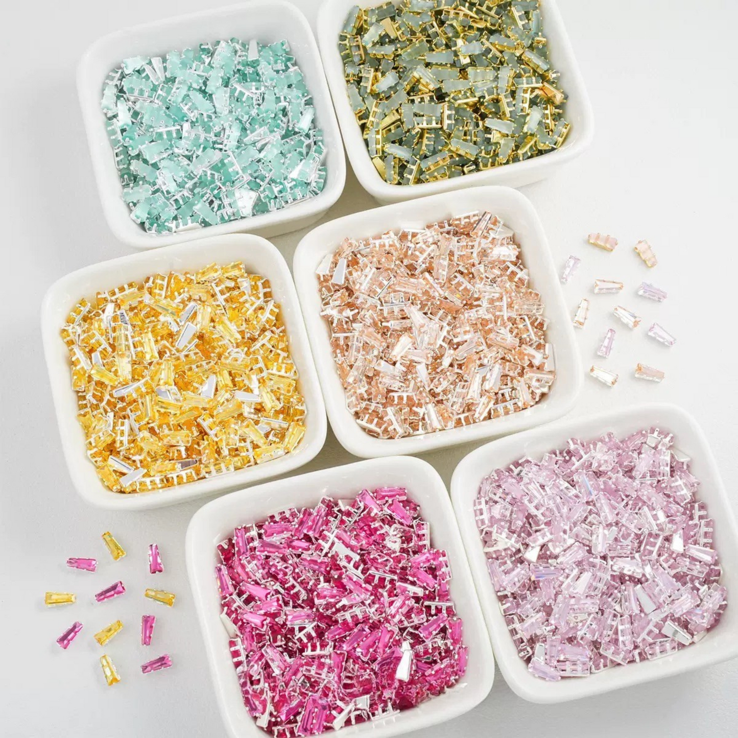 【A25】50pcs Trapezoid CZ Spacer Beads – 18K Gold Plated, Prong Set, DIY Jewelry Making, Multiple Colors
