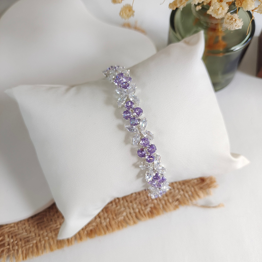 No.28 Purple Clover DIY Bracelet Kit – CZ Clasp, Rhinestones & Beads