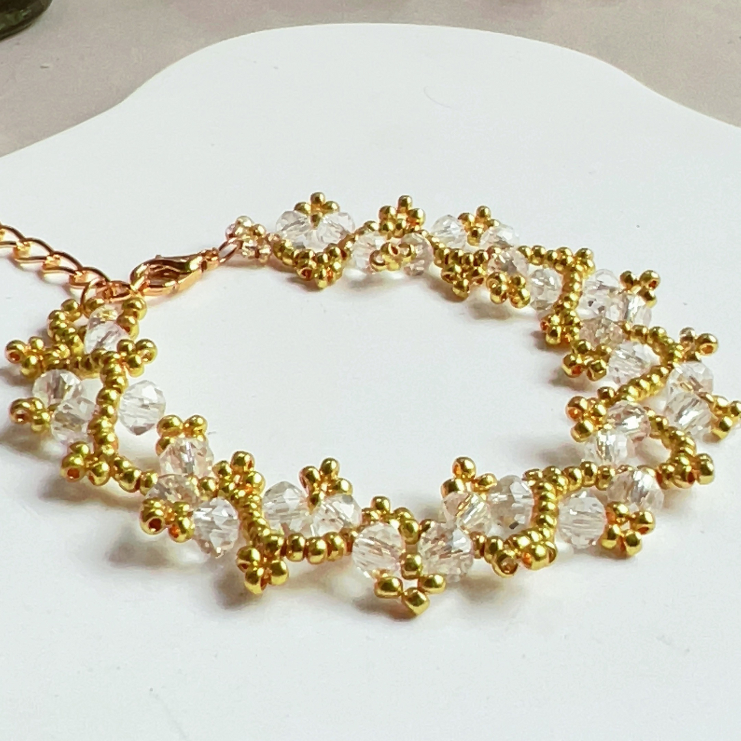 No.18 Handmade Beaded Bracelet – 4mm Faceted Beads, 2mm Seed Beads & Jewelry Tools | Beginner-Friendly Craft Gift for Her