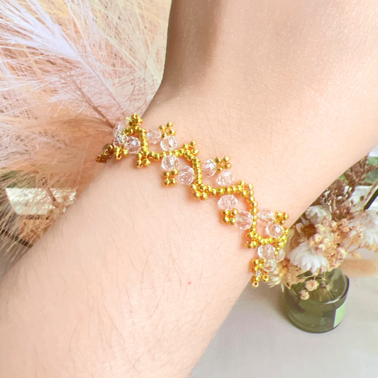 No.18 Handmade Beaded Bracelet – 4mm Faceted Beads, 2mm Seed Beads & Jewelry Tools | Beginner-Friendly Craft Gift for Her