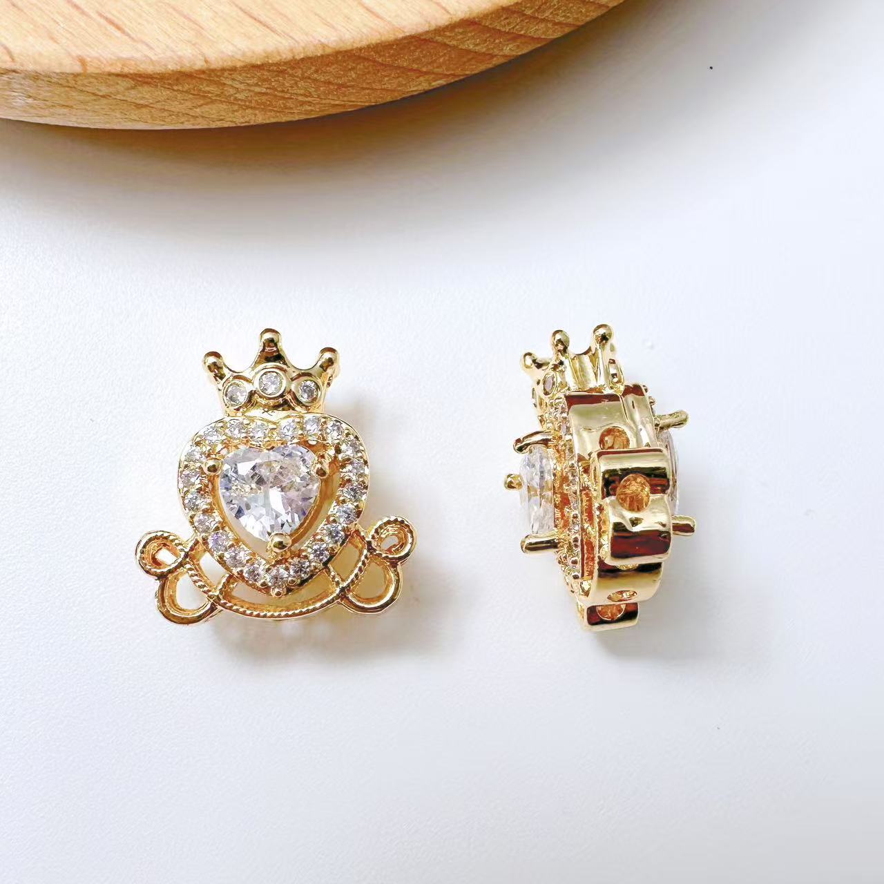 Crown Shape CZ Spacer Bead