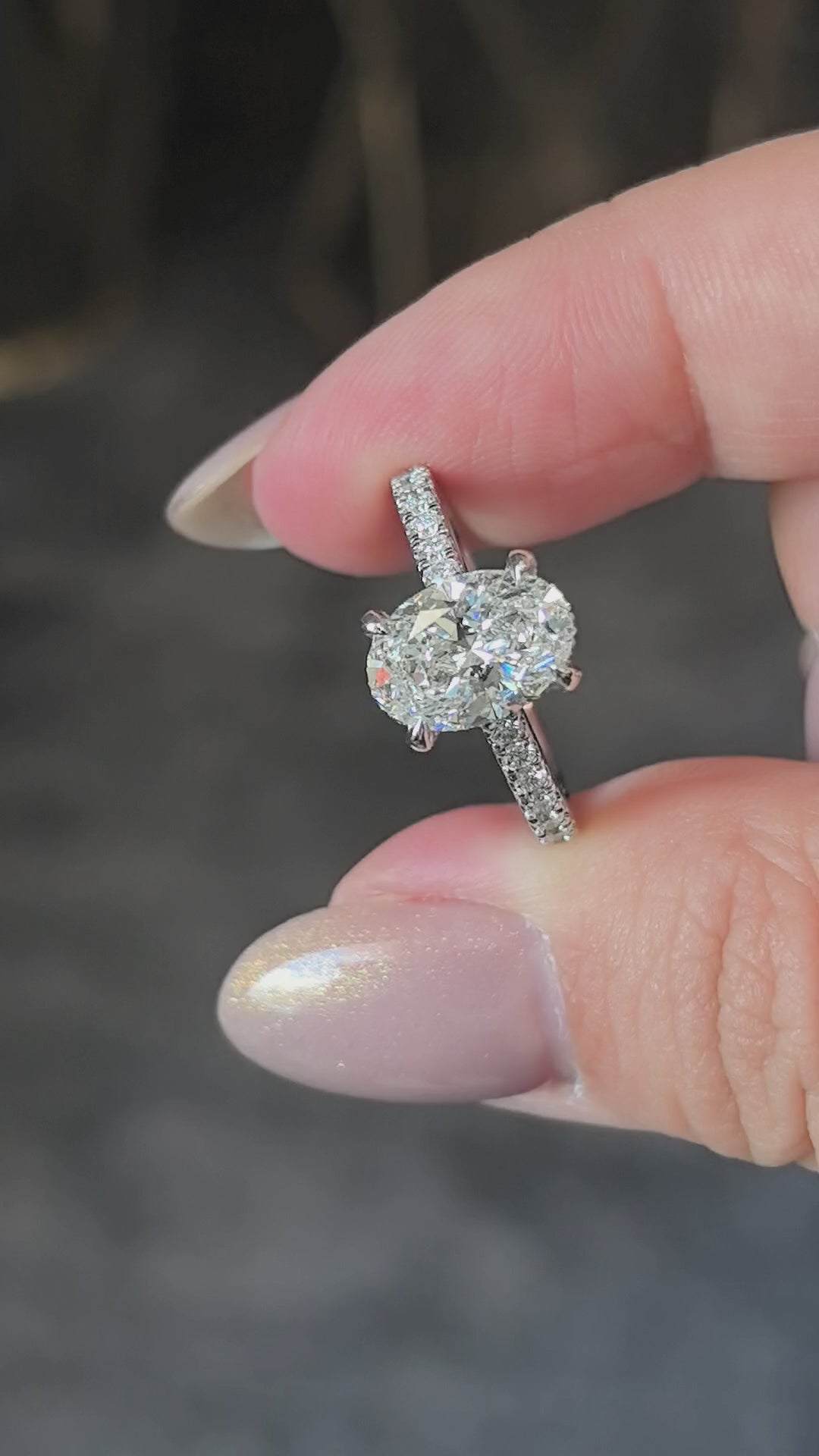 Dainty Paraiba  Hidden Halo Oval Lab Diamond Ring