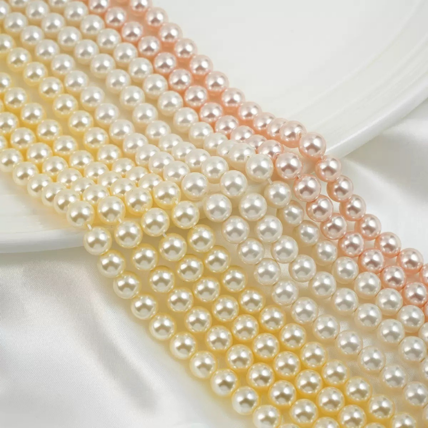 【P04】50 PCS 8mm Pearls High-Luster Imitation Swarovski Pearl Beads – Thick Coating, Straight Hole,