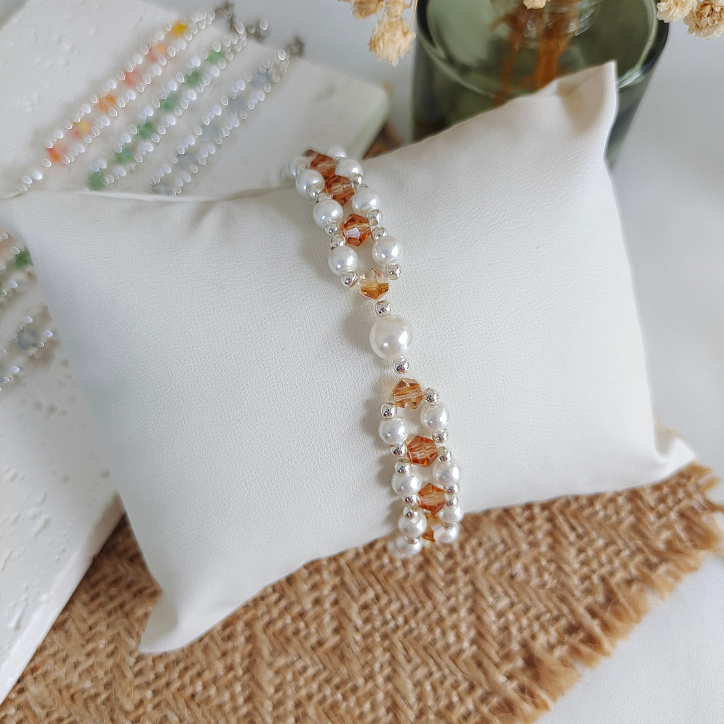 No.44 Handmade DIY Bracelet Kit – Pearl & Crystal Bicone Beads for Crafting