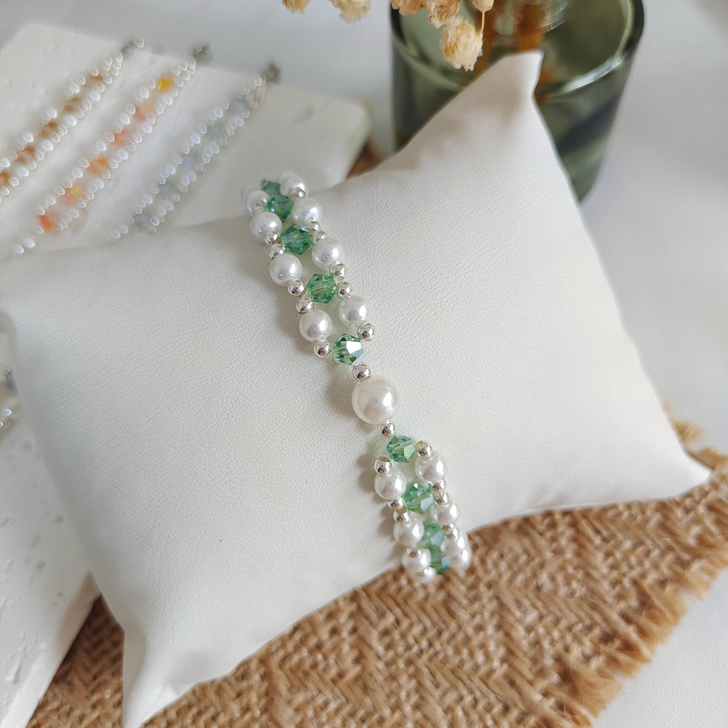 No.44 Handmade DIY Bracelet Kit – Pearl & Crystal Bicone Beads for Crafting