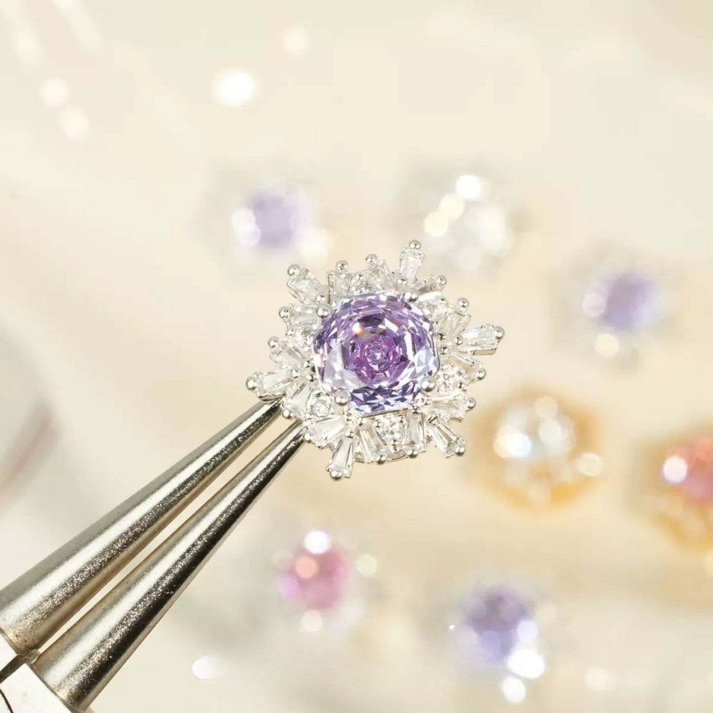 【S02】13*13mm High-Color Zircon Snowflake Charm – Rose Cut Full Pavé CZ Bead for DIY Jewelry (9×18mm)