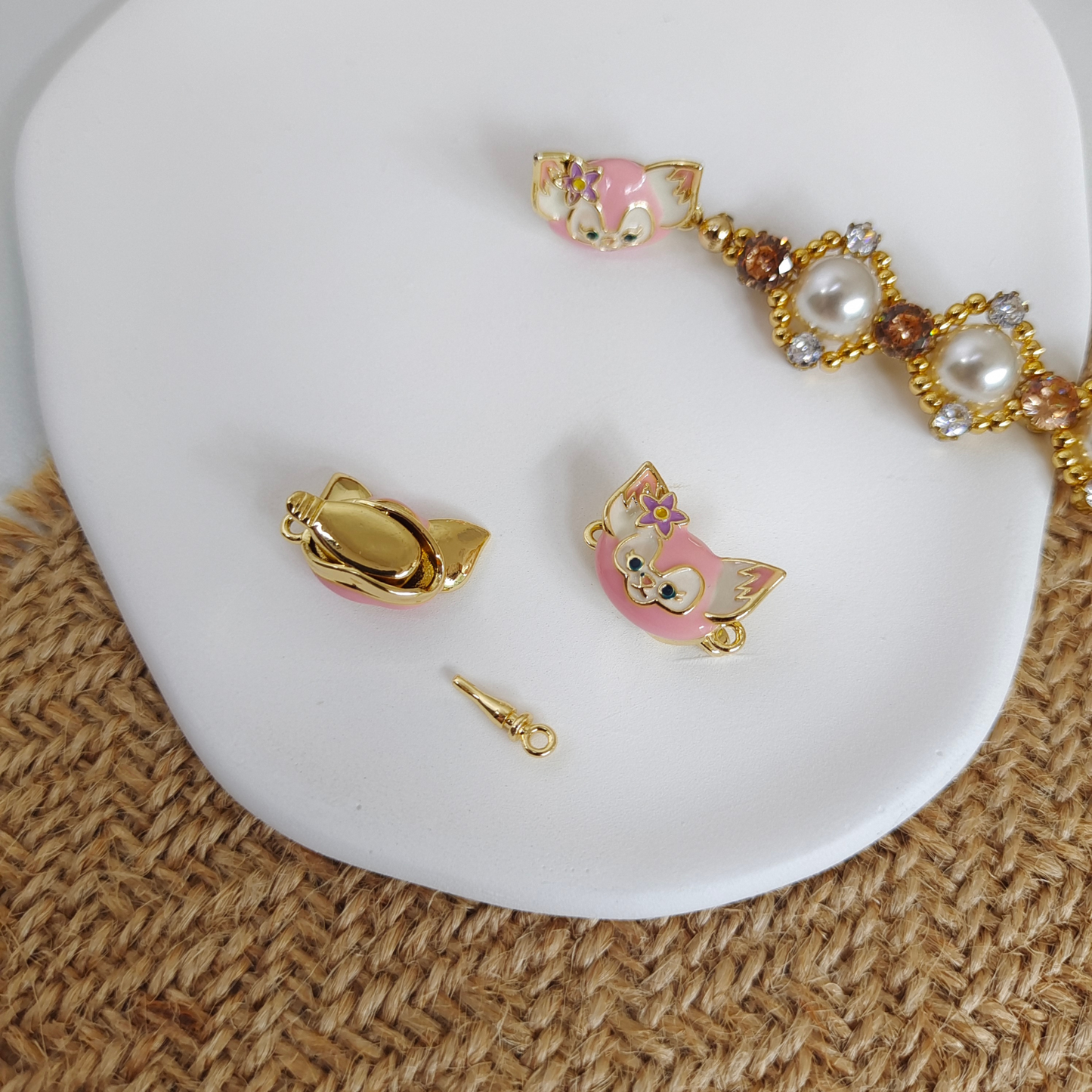 【B13】1PCS Ling Na Belle Charm Clasp – Electroplated Alloy Clasp for DIY Bracelets & Necklaces