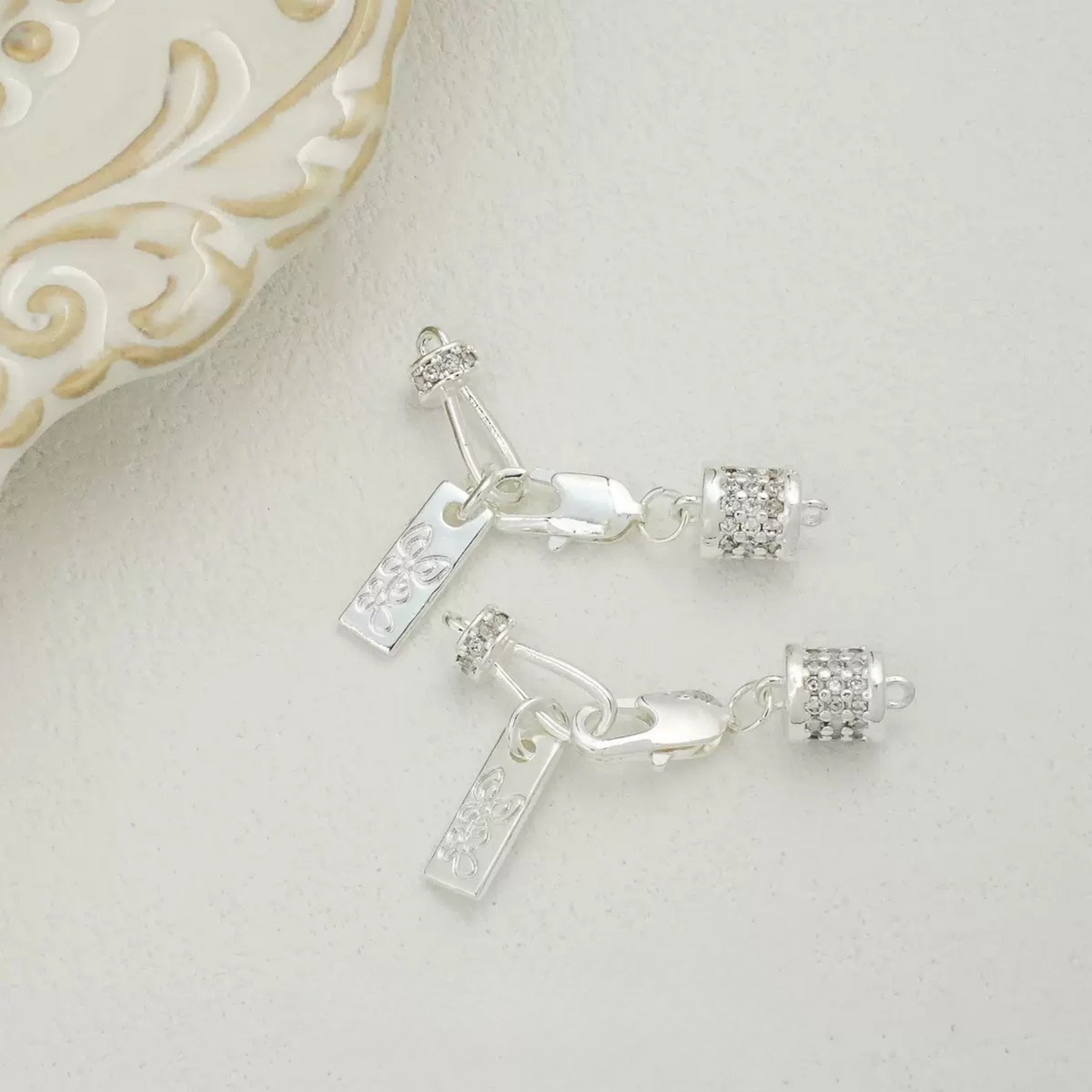 【B08】DIY Clasp Set – Silver-Plated OT Clasp, Lobster Clasp, and Hook Clasp with Star/Oval CZ Charms – Jewelry Making Supplies