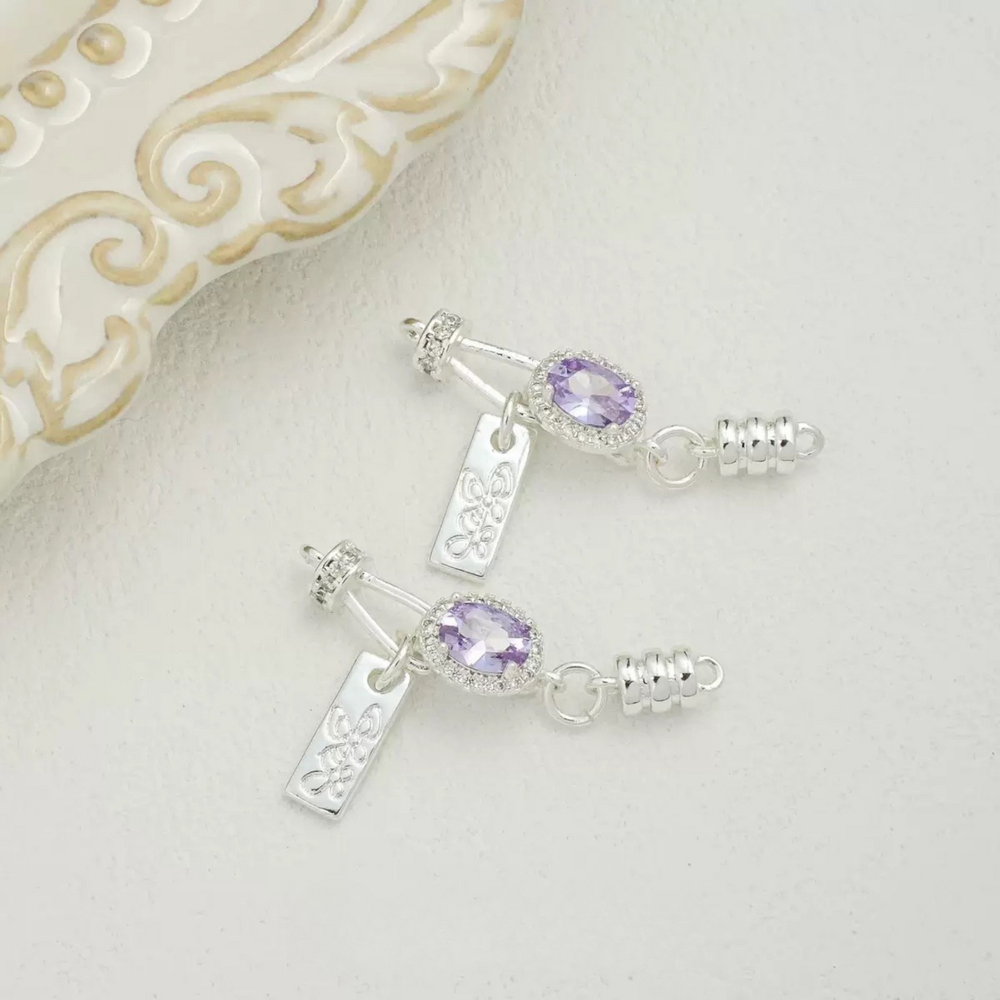 【B08】DIY Clasp Set – Silver-Plated OT Clasp, Lobster Clasp, and Hook Clasp with Star/Oval CZ Charms – Jewelry Making Supplies