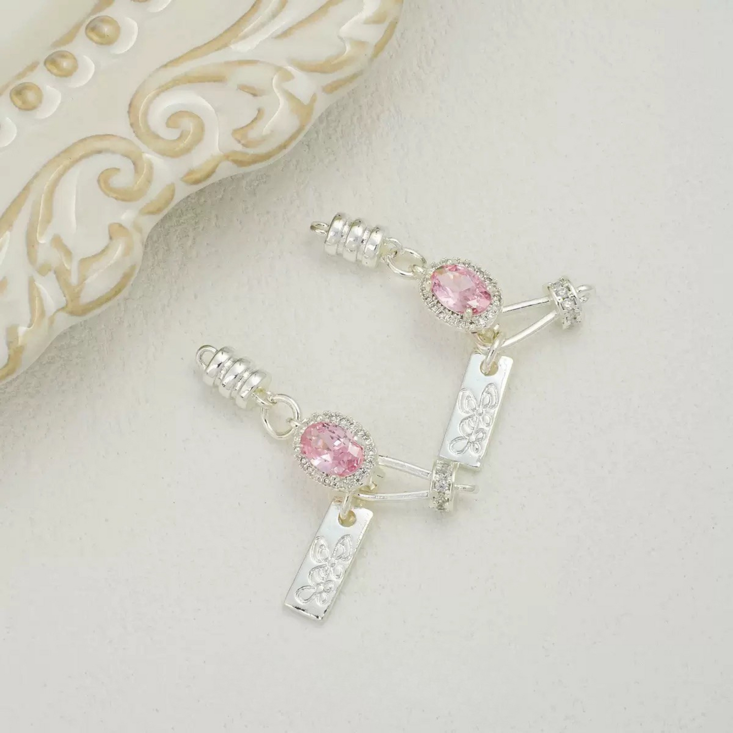 【B08】DIY Clasp Set – Silver-Plated OT Clasp, Lobster Clasp, and Hook Clasp with Star/Oval CZ Charms – Jewelry Making Supplies