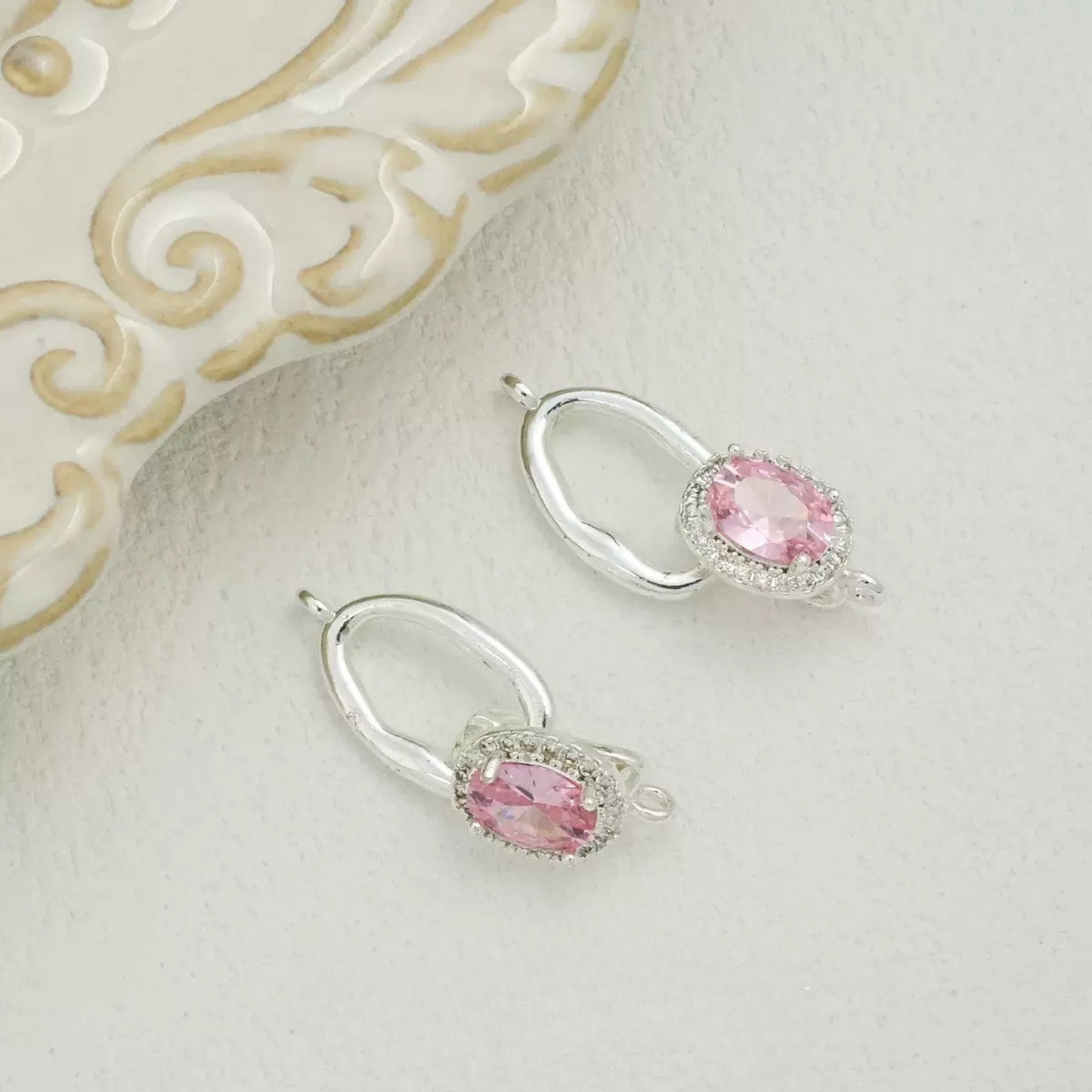 【B08】DIY Clasp Set – Silver-Plated OT Clasp, Lobster Clasp, and Hook Clasp with Star/Oval CZ Charms – Jewelry Making Supplies