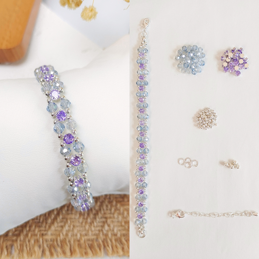 No.14 DIY Bracelet Kit – Purple Iris | Crystals, Zircons, Beads & Full Tutorial