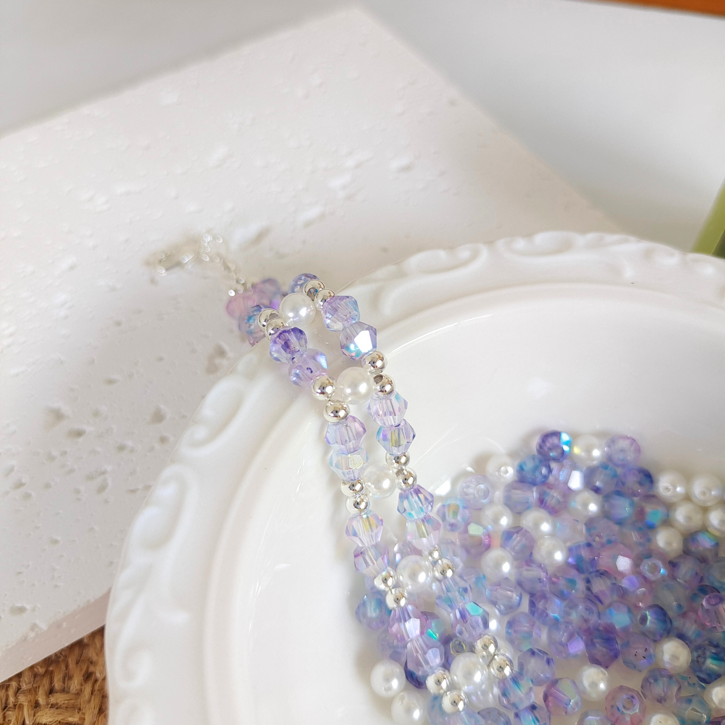 No.34 DIY Bracelet Kit – Aurora Purple | Dreamy Crystal Beads & Pearls with Full Tutorial