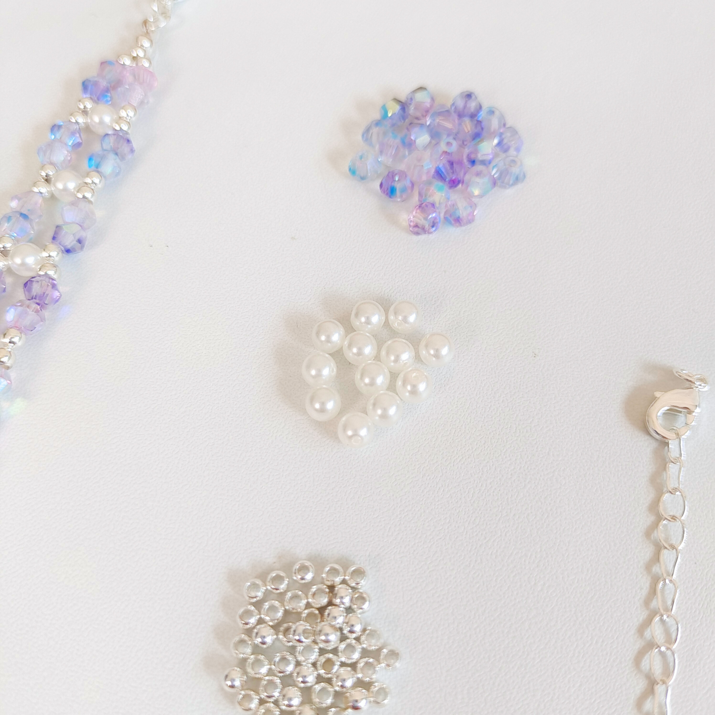 No.34 DIY Bracelet Kit – Aurora Purple | Dreamy Crystal Beads & Pearls with Full Tutorial