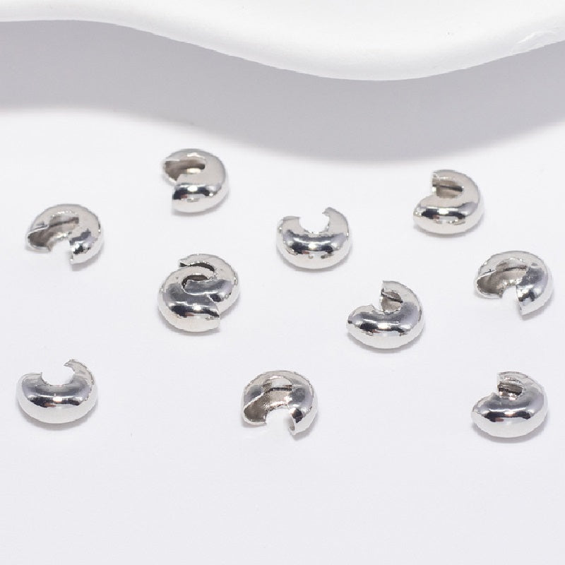 100pcs Plated Crimp Beads Covers, Conceal Crimp Ends
