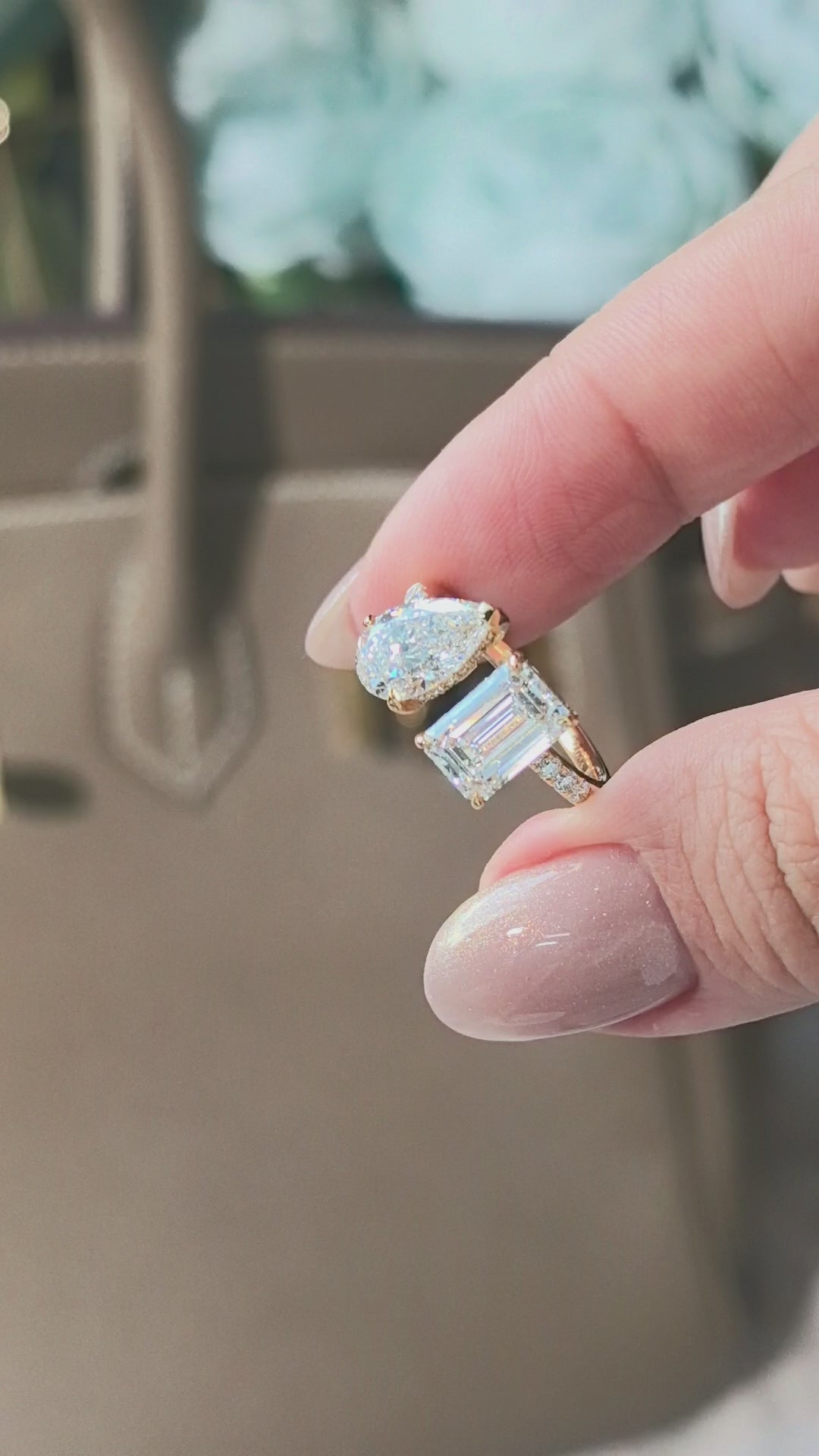 Emerald Cut & Pear Two-Stone Ring