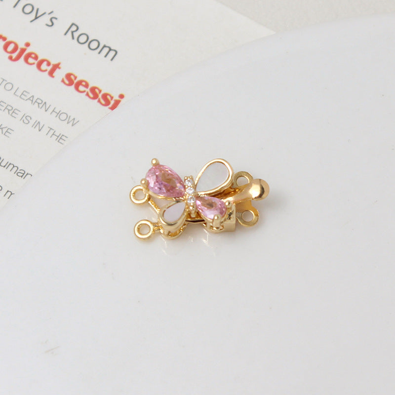 Double-Row Shell & Zircon Butterfly Closure
