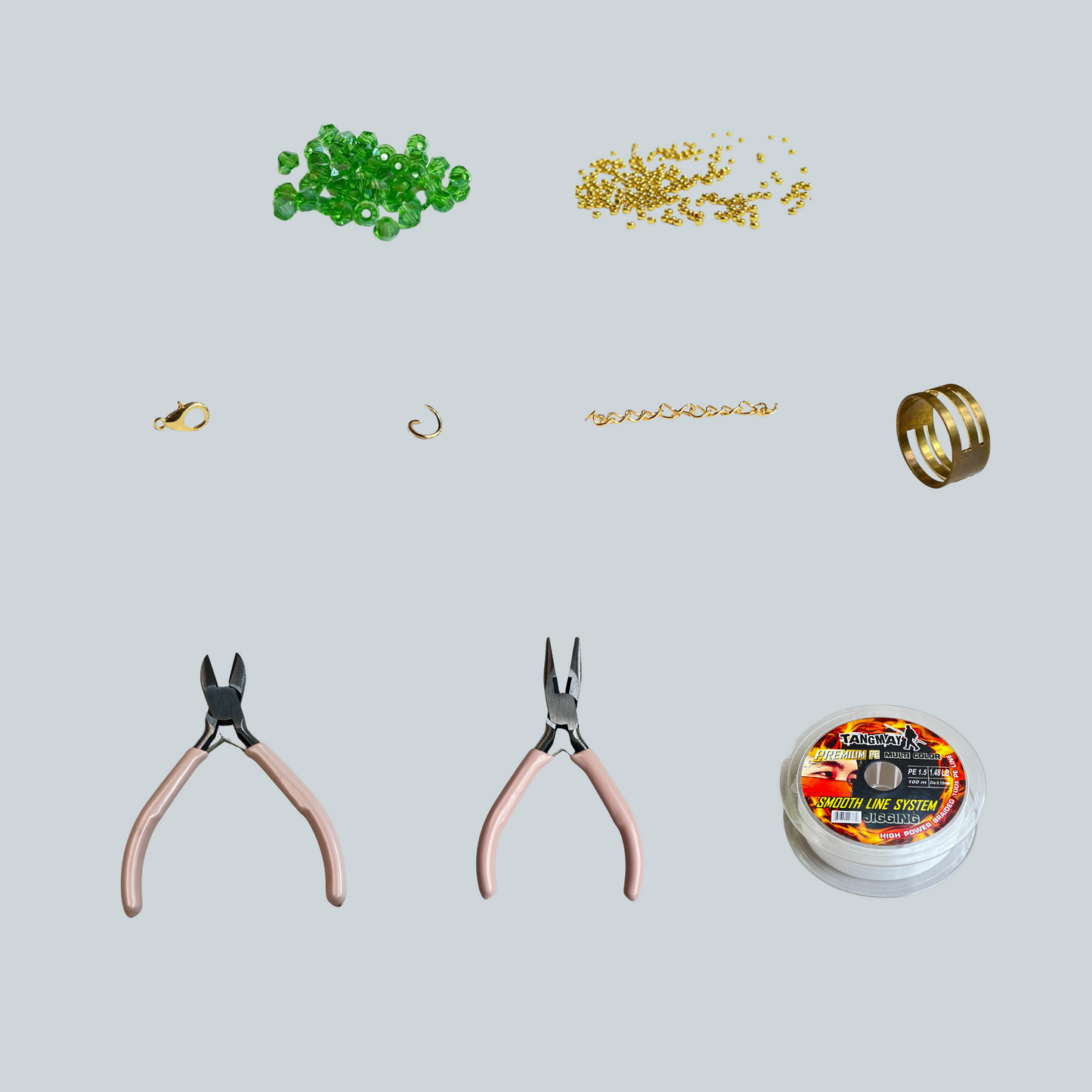 No.24 DIY Beaded Bracelet Kit – Alhambra-Inspired Design with Green Diamond Beads & Gold Seed Beads | Beginner-Friendly Jewelry Making Supplies & Tools | Gift for Her