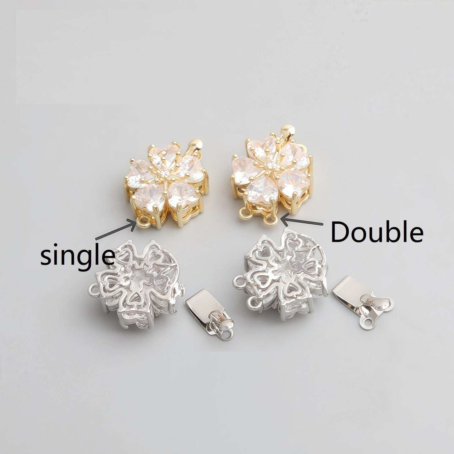 CZ Clasp Set for Single & Double Strand