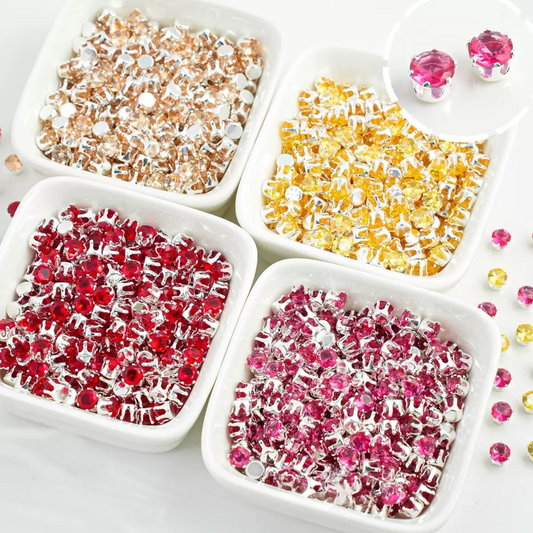 【A06】 5mm Round Zircon Beads – 50pcs Silver-Claw Rhinestones for DIY Handmade Jewelry