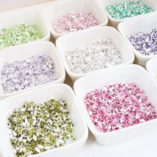 【A13】50pcs Marquise Zircon Spacer Beads – 3x6mm Silver-Claw DIY Jewelry Supplies