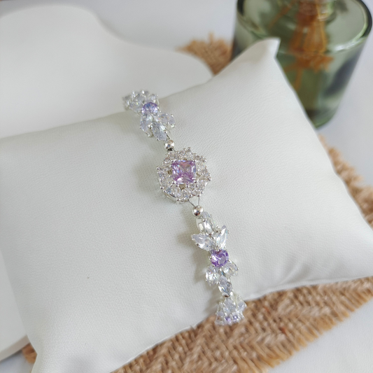 No.20 Purple Bow DIY Bracelet Kit – CZ Rhinestones & Silver Seed Beads
