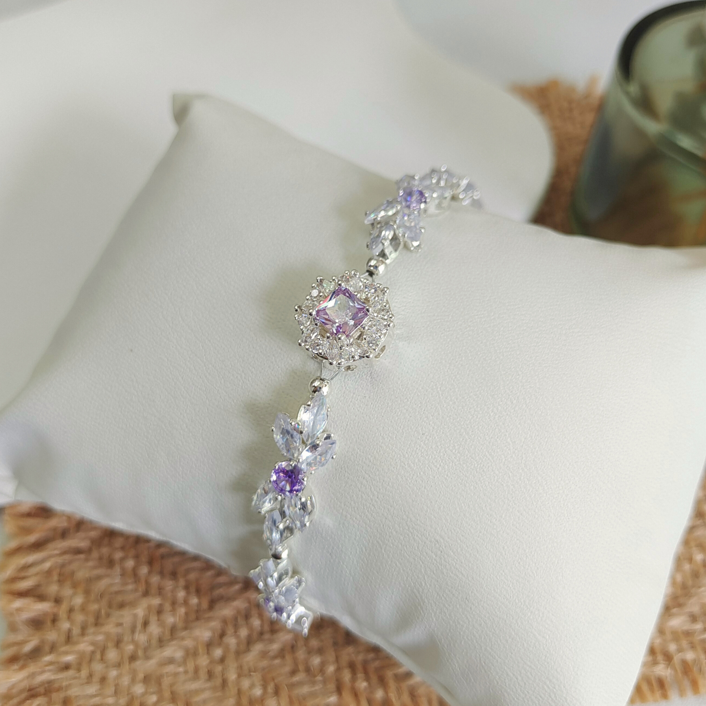 No.20 Purple Bow DIY Bracelet Kit – CZ Rhinestones & Silver Seed Beads