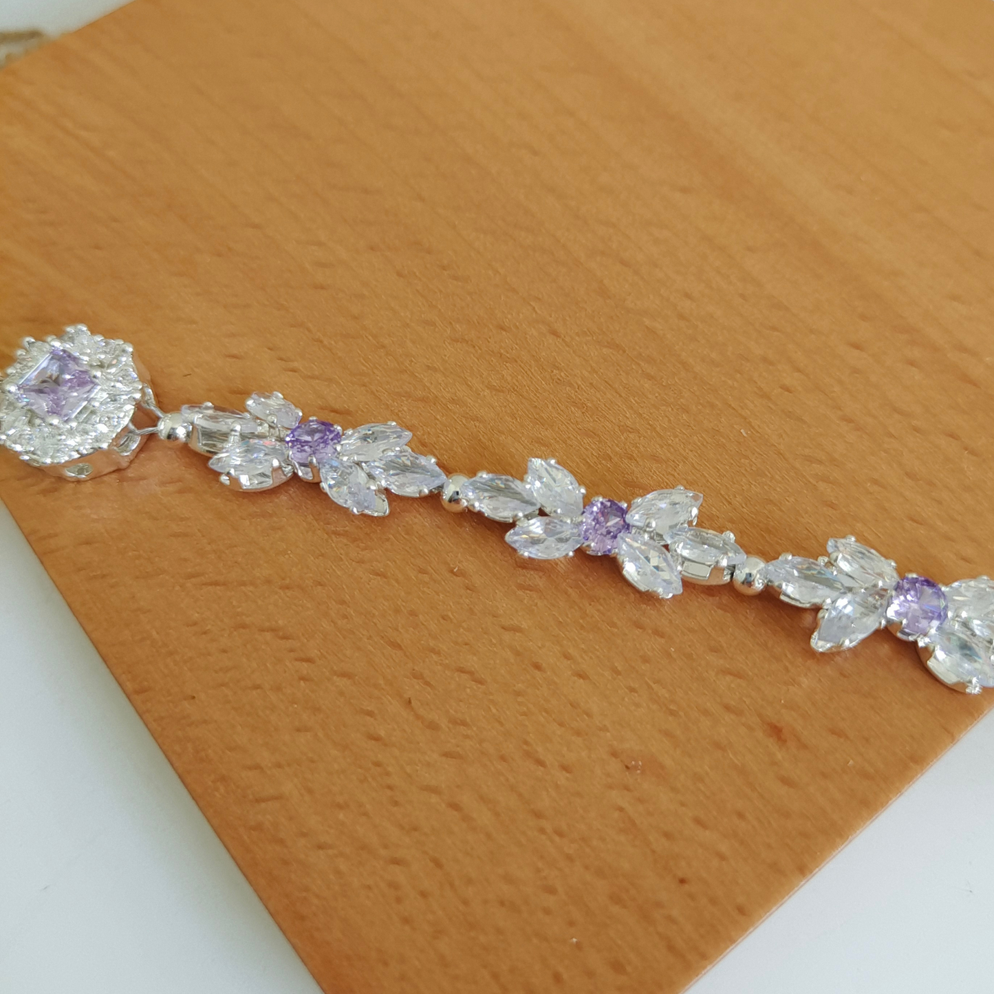 No.20 Purple Bow DIY Bracelet Kit – CZ Rhinestones & Silver Seed Beads