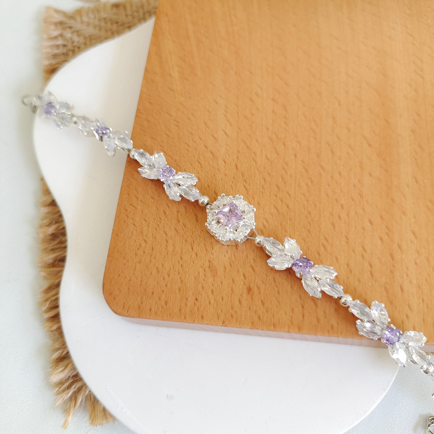 No.20 Purple Bow DIY Bracelet Kit – CZ Rhinestones & Silver Seed Beads
