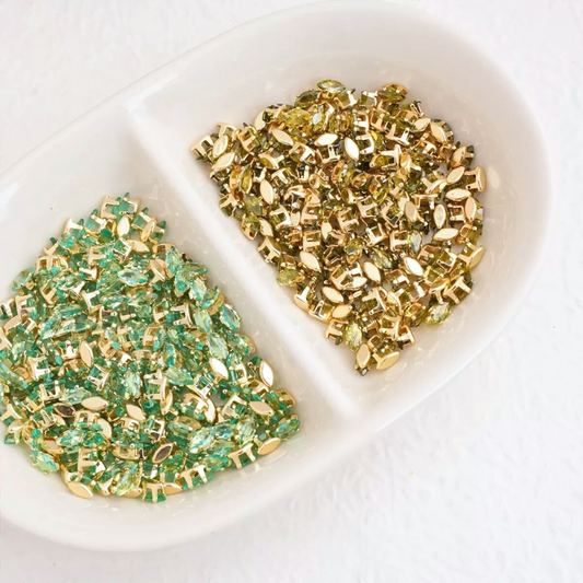 【A12】50pcs Marquise Zircon Beads – 3x6mm 18K Gold-Plated for DIY Handmade Jewelry