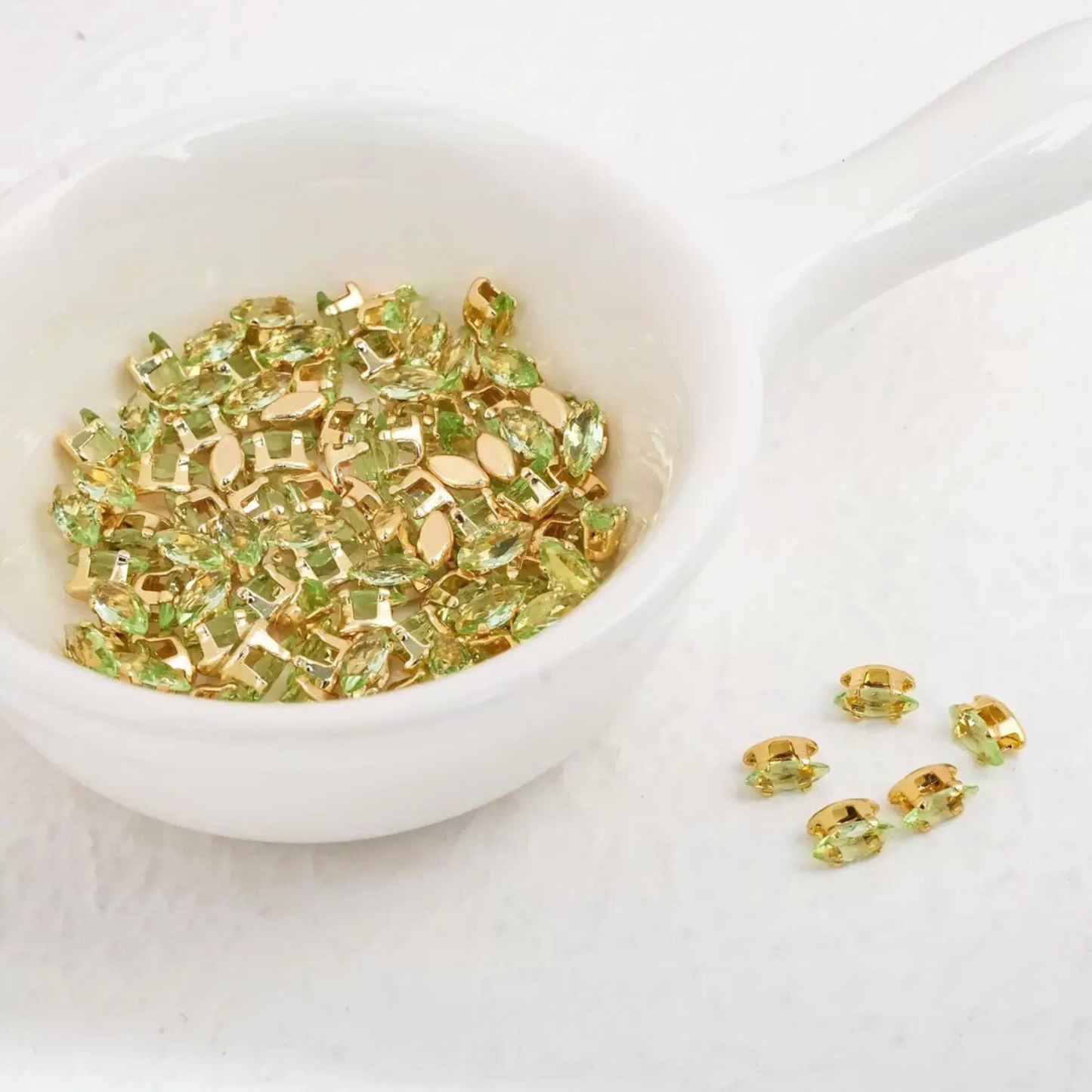 【A12】50pcs Marquise Zircon Beads – 3x6mm 18K Gold-Plated for DIY Handmade Jewelry