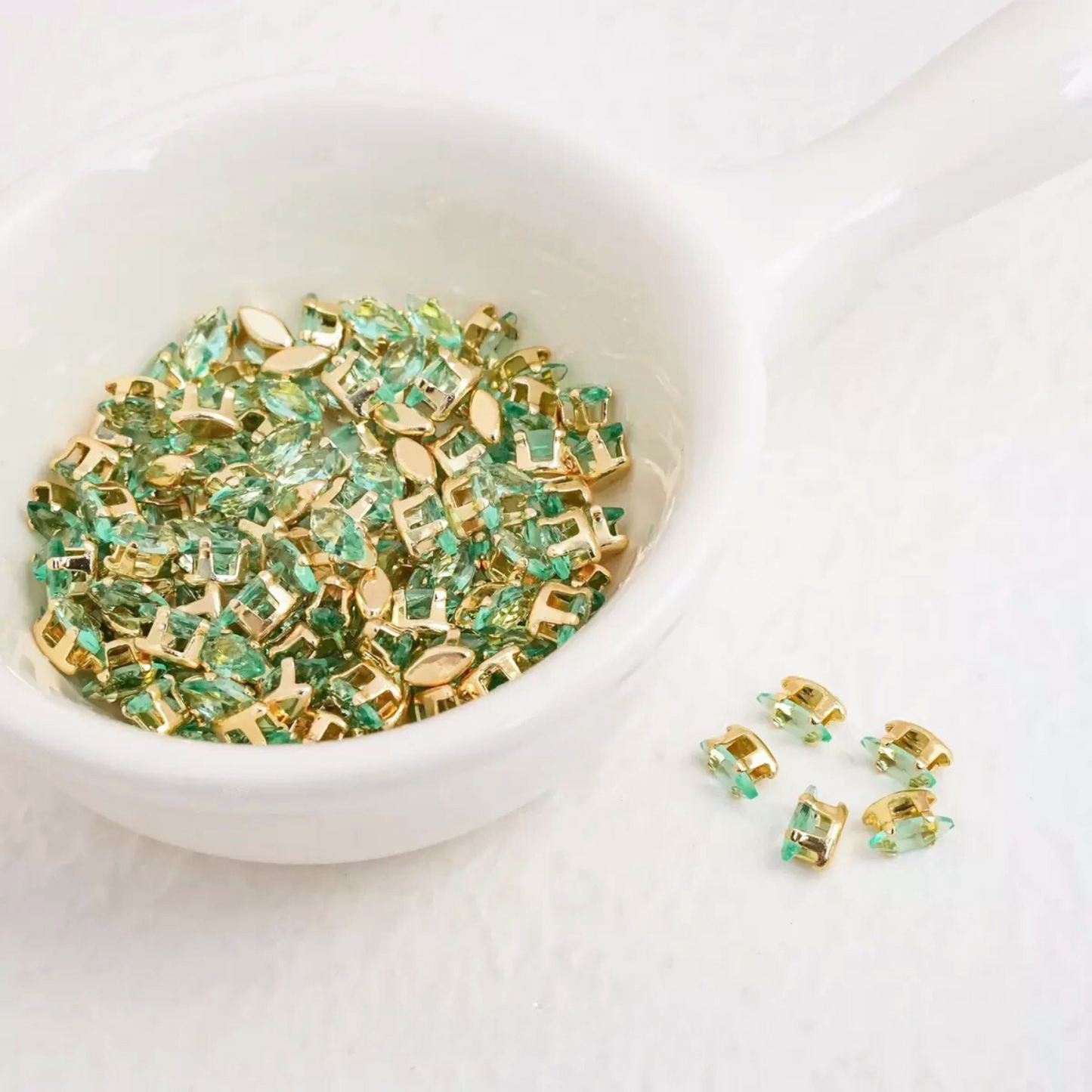 【A12】50pcs Marquise Zircon Beads – 3x6mm 18K Gold-Plated for DIY Handmade Jewelry