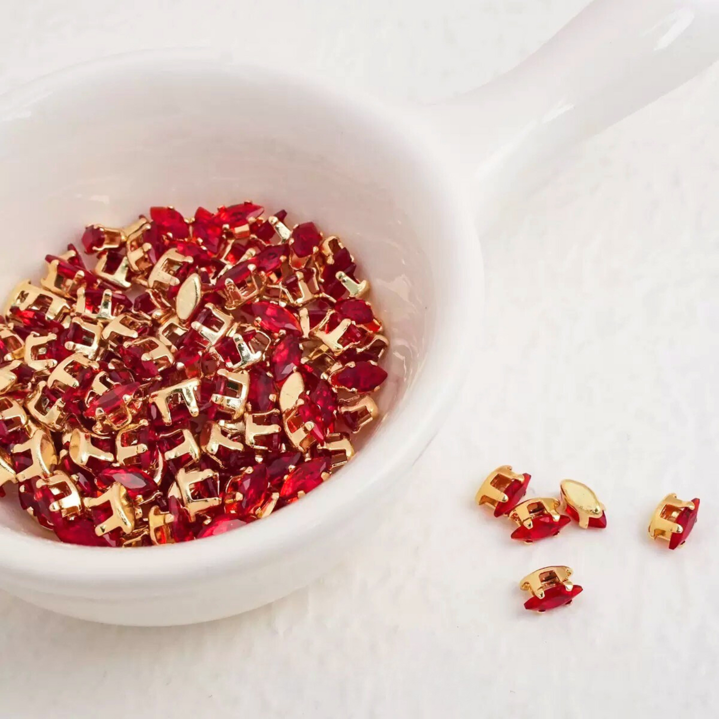 【A12】50pcs Marquise Zircon Beads – 3x6mm 18K Gold-Plated for DIY Handmade Jewelry