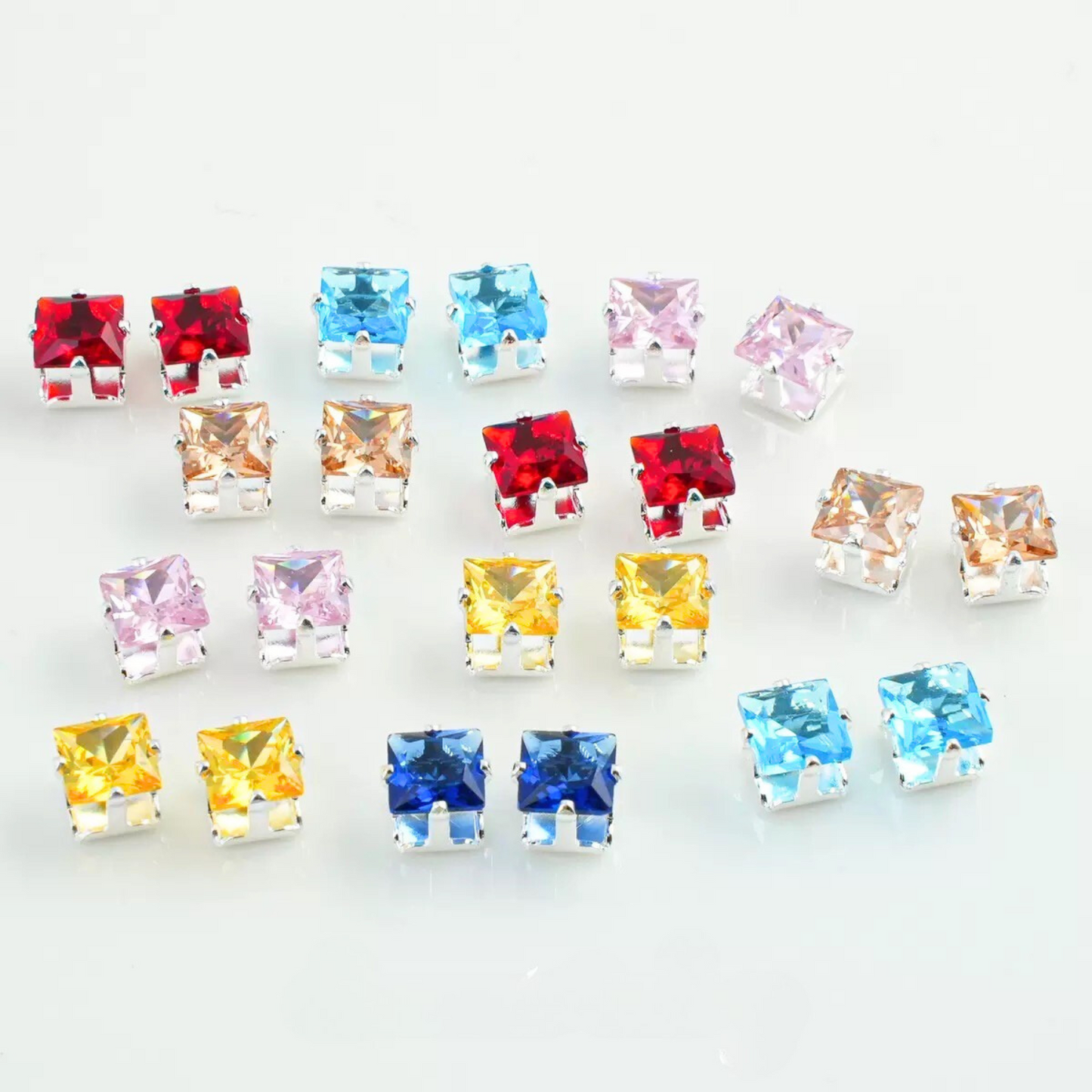 【A08】50pcs Square Zircon Beads – 3x3mm Silver-Claw DIY Spacer for Handmade Jewelry