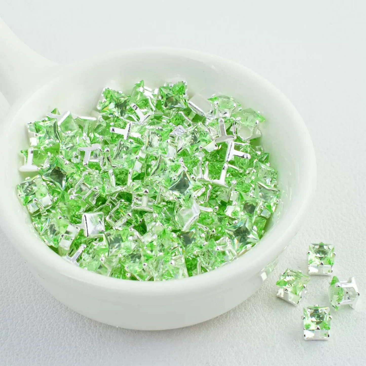 【A11】50pcs Square Zircon Beads – 5x5mm Silver-Claw DIY Spacer for Handmade Jewelry