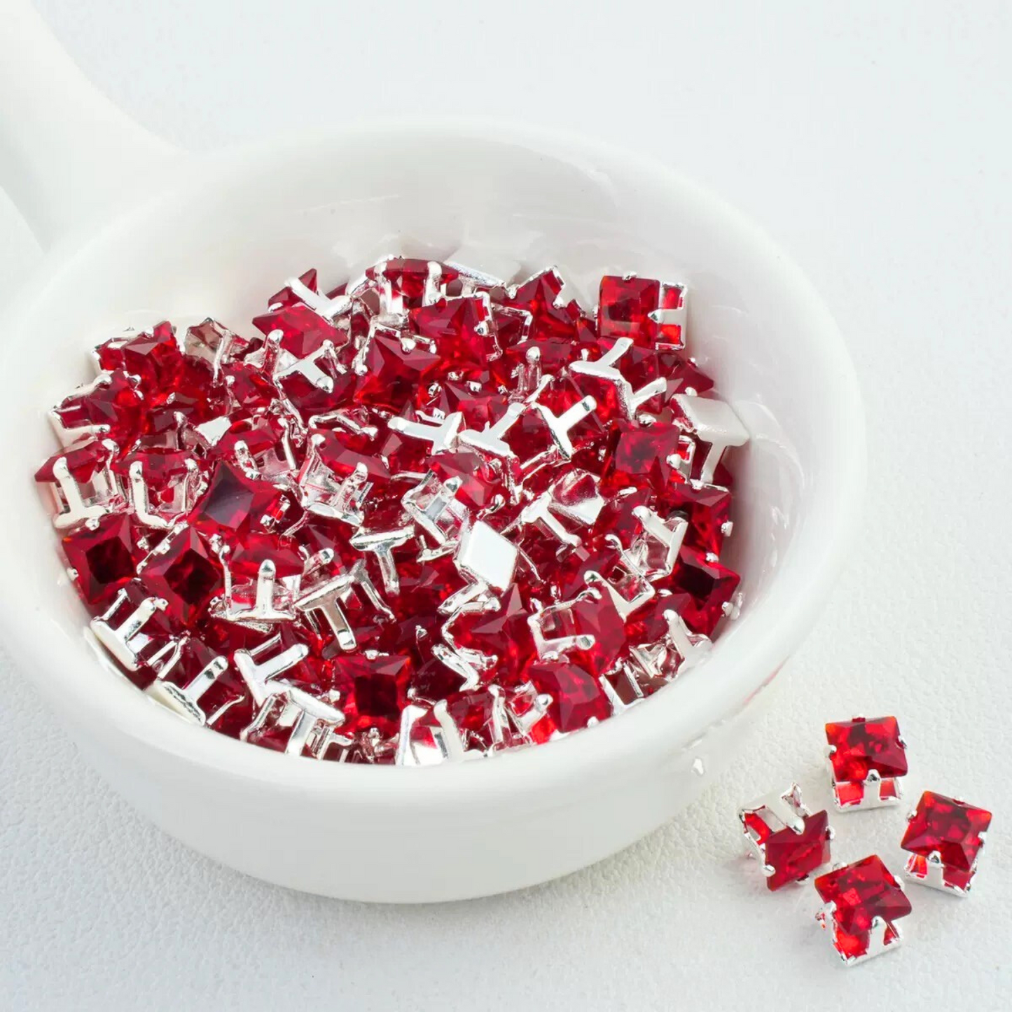【A11】50pcs Square Zircon Beads – 5x5mm Silver-Claw DIY Spacer for Handmade Jewelry
